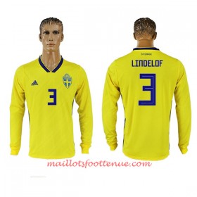 Maillot/Tenue Suède Lindelof 3 Domicile Coupe du monde 2018 Manche Longue